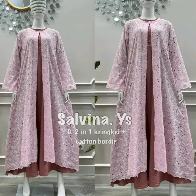 Gamis Salvina 2In1 Katun Bordir