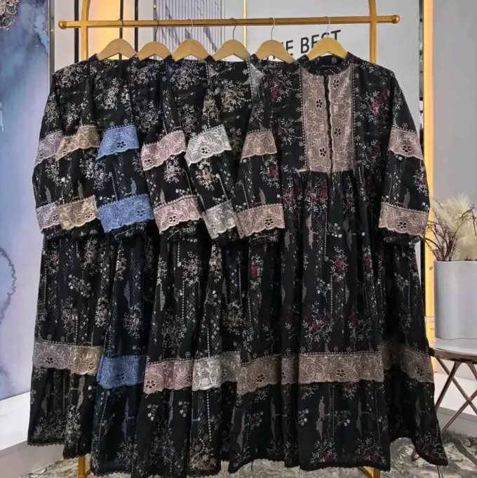 Midi Najwa Mewah Katun Bordir Seri Hitam