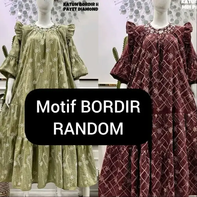 Salvina Midi Katun Bordir Bolong Payet Ruffle