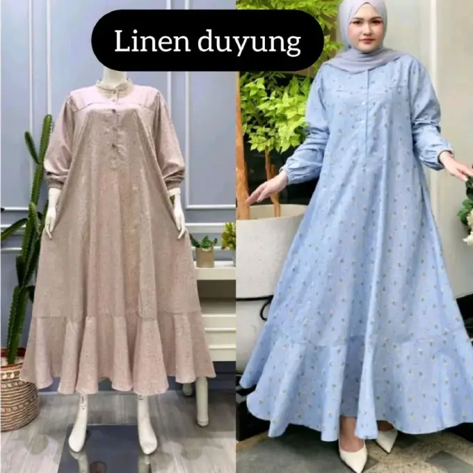 Salvina Midi Linen Rubber Duyung