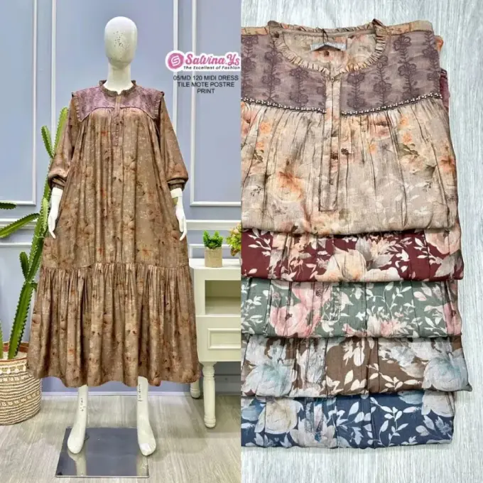 Salvina Midi Proste Print/ Viscose Print Payet Mewah