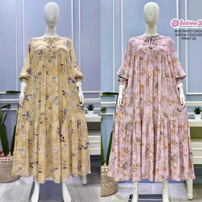 Salvina Midi Rayon Print Payet