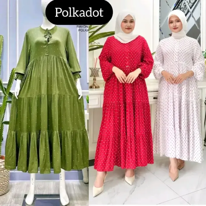 Salvina Midi Rayon Print Polkadot Tia1Nh5Nh0 Adem